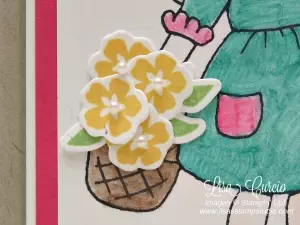 Garden Girl with flower bouquet. Great for any occasion. Stampin’ Up!, paper craft, rubber stamp, DIY, handmade, cards