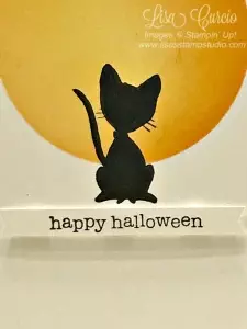 Masking technique with sponging creates the perfect fall moon for this black cat. Halloween card uses You've Got Style by Stampin' Up!.