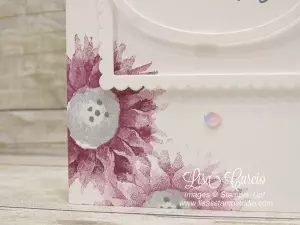 The Stampin' Up! metallic sequins are perfect with an array of colors. This fall card with rich tones is a perfect example. Painted Harvest stamp set. 