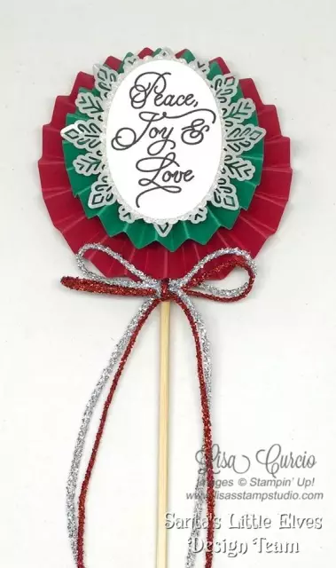 Let your poinsettia make a statement with a holiday sentiment on a stick! Free tutorial. Lisa's Stamp Studio. Stampin' Up!'s Peace This Christmas.