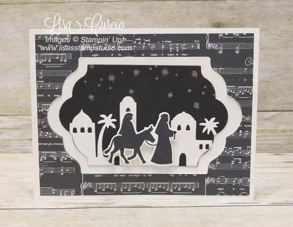Fancy z-fold is interactive and boasts a skyline of Bethlehem. Video tutorial included. Stampin' Up!