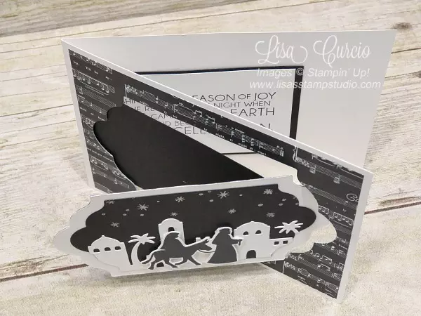 Video tutorial for a fancy z-fold is interactive and boasts a skyline of Bethlehem. Night in Bethlehem by Stampin' Up!
