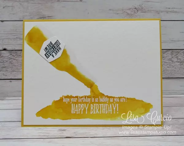 Video tutorial! This realistic looking beer bottle is spilling over with birthday wishes. Learn the technique! Bubble Over by Stampin' Up!