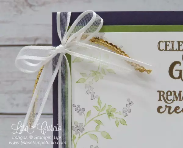Stampin' Up!'s Hold on to Hope. Ribbon and sequin trim view.