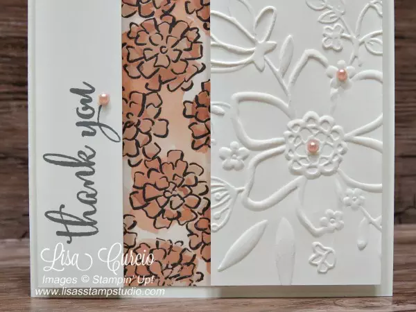 Video tutorial! Love What You Do Split Panel Thank You Card. Stampin' Up! Close up view.