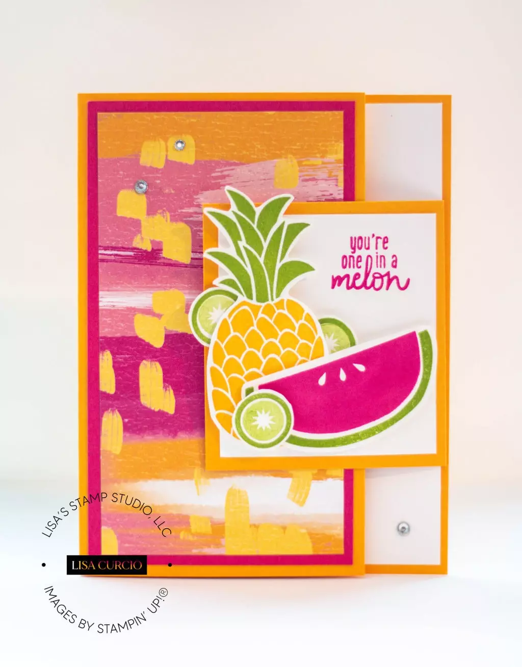 A creative birthday card with cute fruit and bright colors